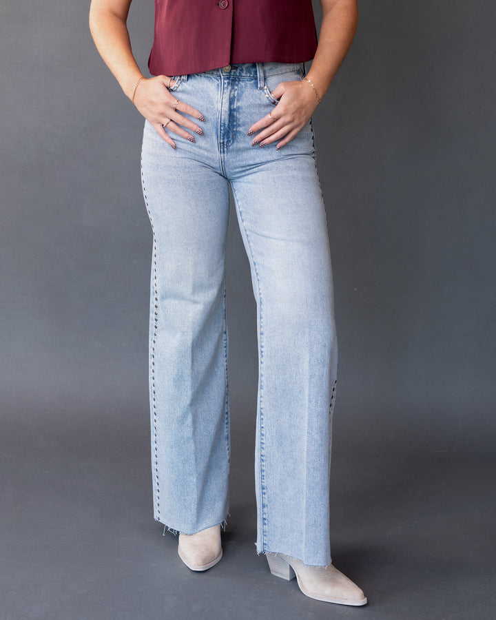 Far Out Studded Wide Leg