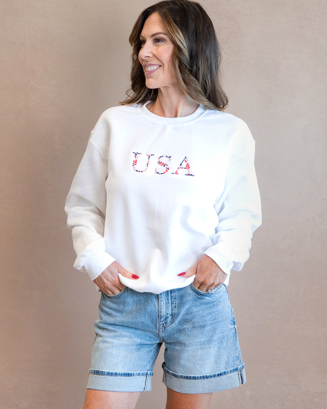 USA Floral Crewneck