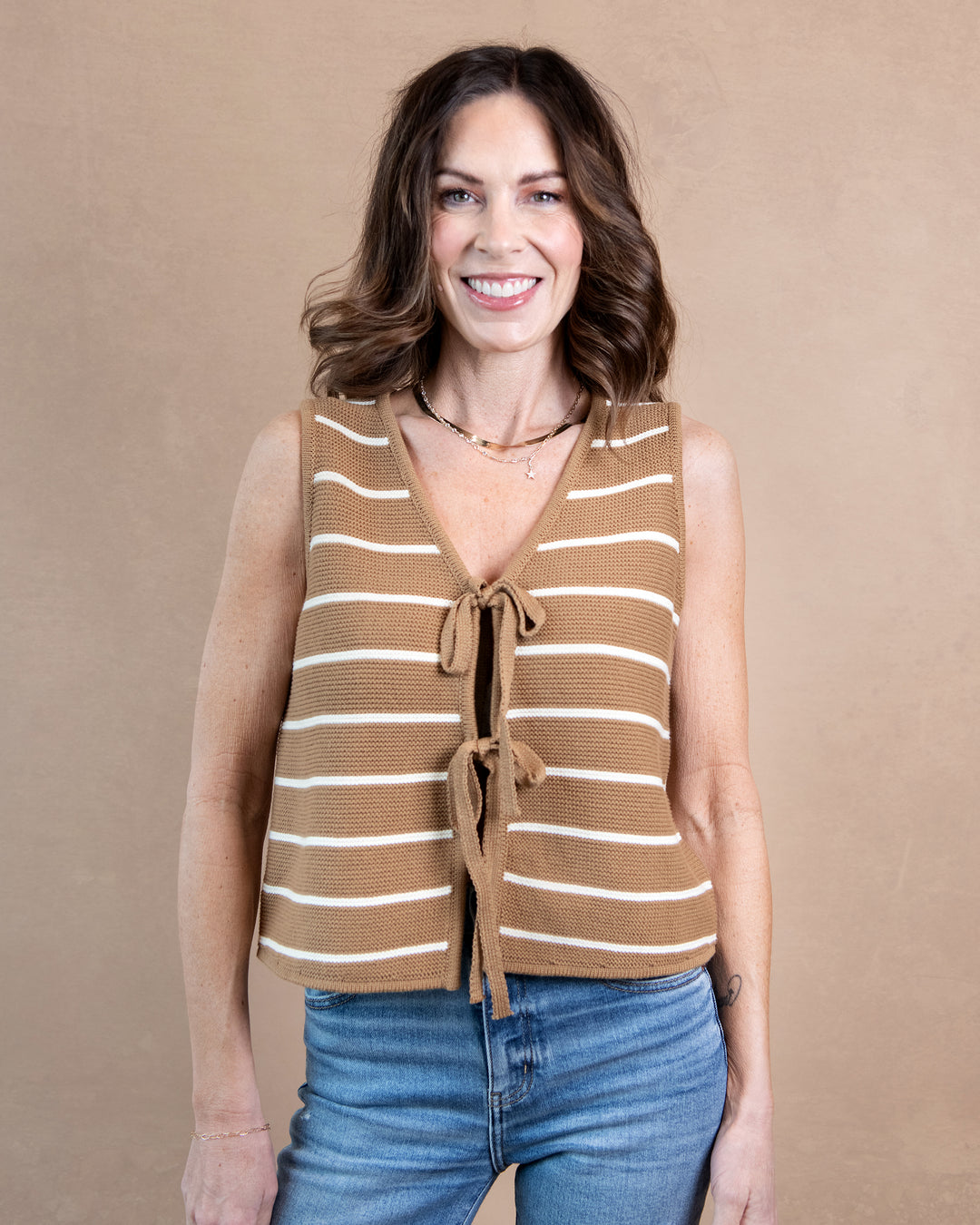 Tie Front Knitted Vest