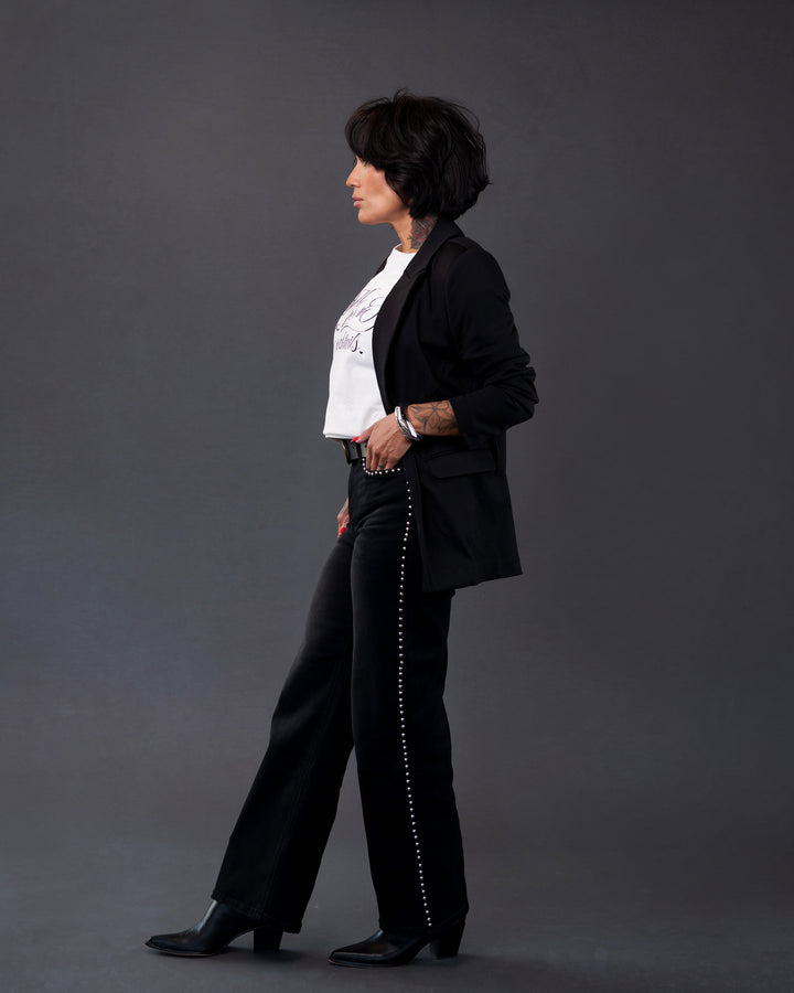 Studded Wide Leg Denim