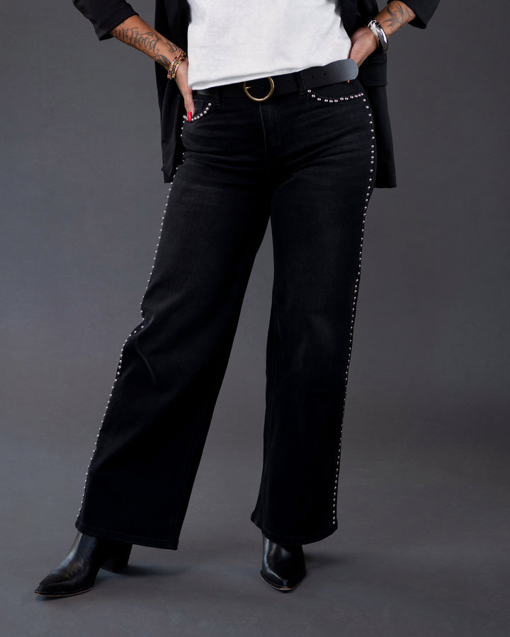 Studded Wide Leg Denim