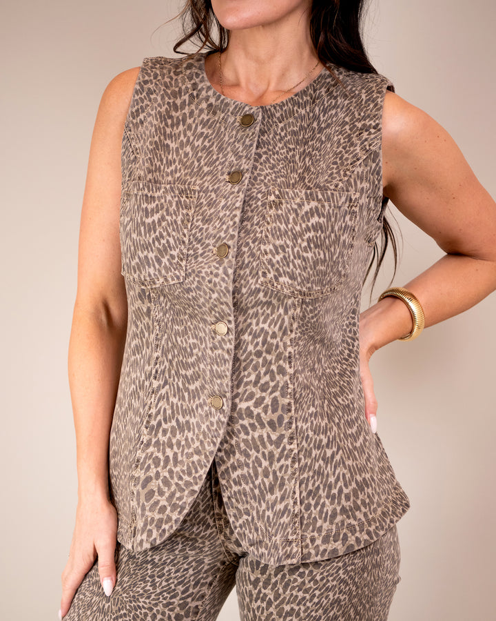 Leopard Denim Vest
