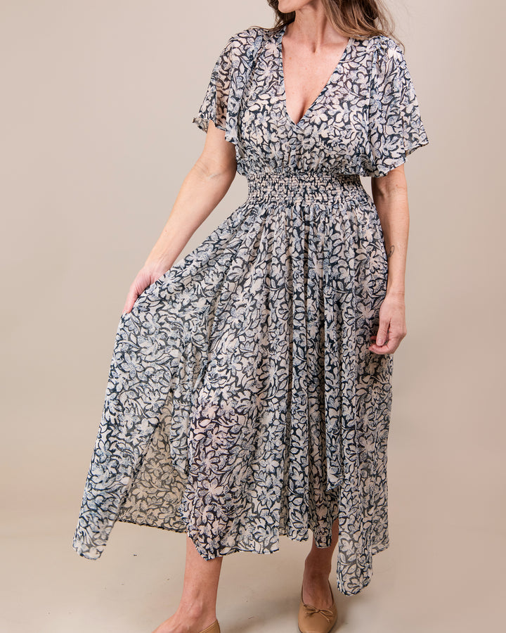 Floral Chiffon Smocked Dress