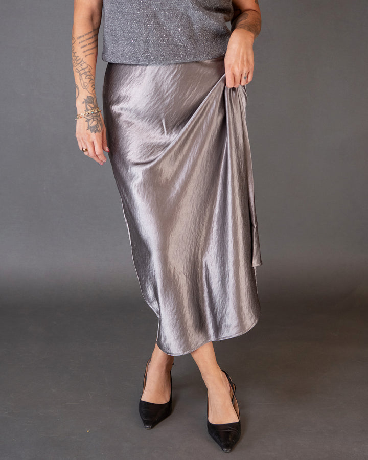 Barbara Satin Skirt - Pewter
