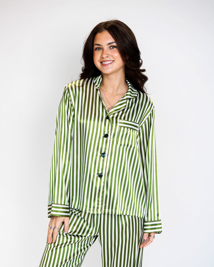 Emerald Striped Pajama Set