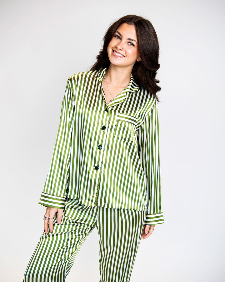 Emerald Striped Pajama Set
